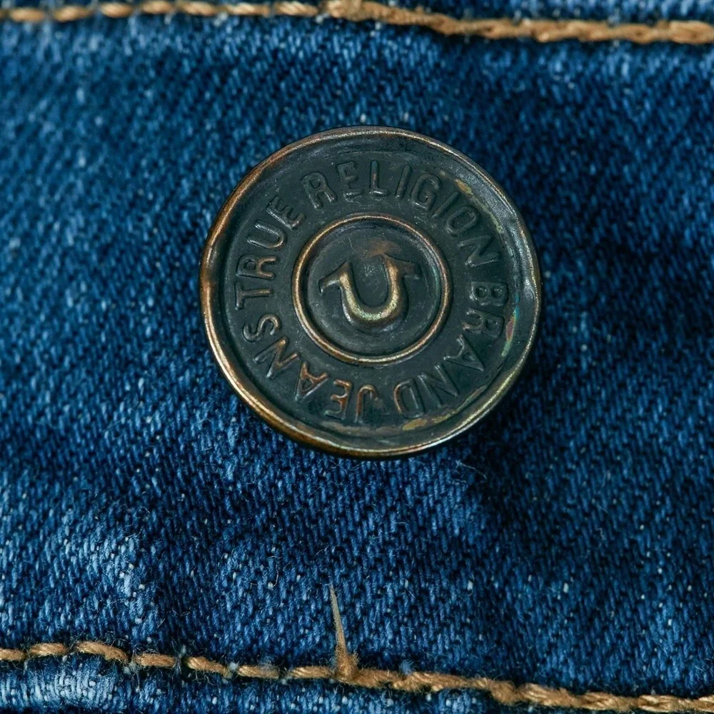True Religion Ricky Jeans Mens 44 Blue Relaxed Straight Flap Pocket Denim